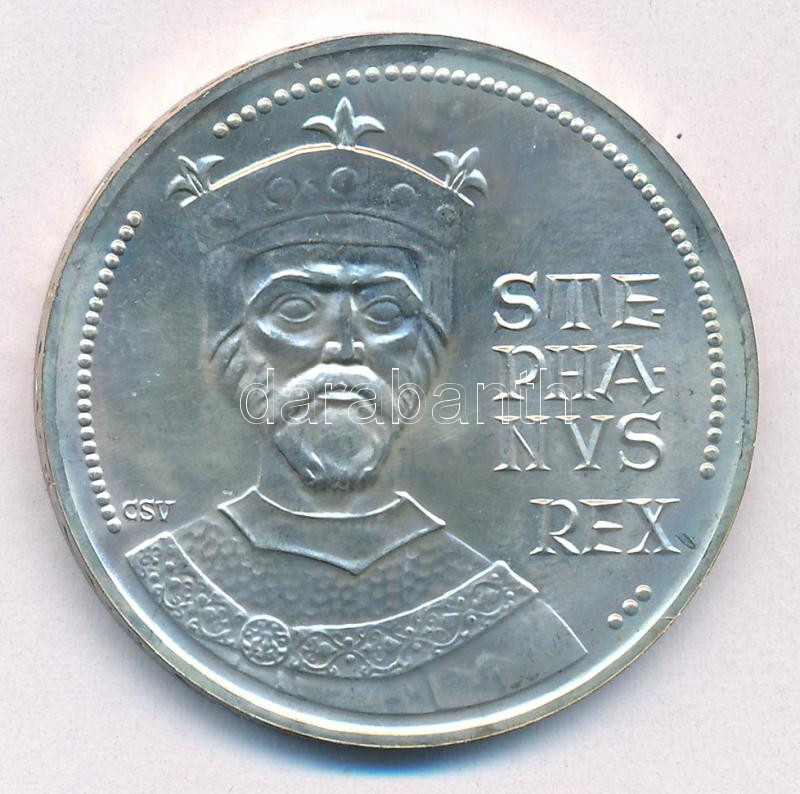 1972. 100Ft Ag 'Szent István' T:1- patina Adamo EM39