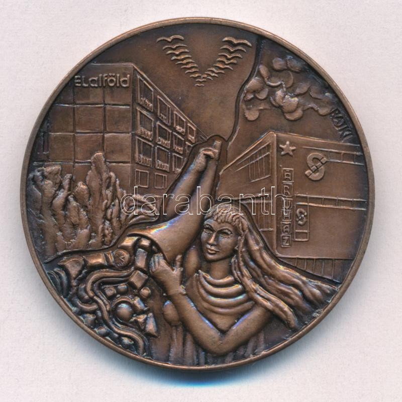 Rajki László (1939-) 1989. 'A Szövetkezetért - Orosháza 1989 - ÁFÉSZ' kétoldalas bronz emlékérem (42,5mm) T:1- - Image 2