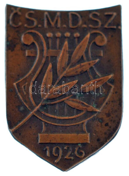 Csehszlovákia ~1930. 'ČSMDSZ (Csehszlovákiai Magyar Dalosszövetség)' bronz jelvény T:1- Czechoslovakia ~1930. 'ČSMDSZ (Hungarian Singing Association in Czechoslovakia)' bronze badge C:AU