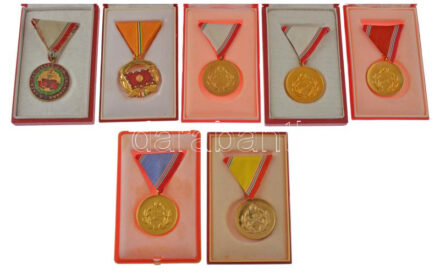 1964. 'Szolgálati Érdemérem - Honvédelmi Érdemérem' 10, 15, 20 és 25 (2x) év után, aranyozott bronz kitüntetés mellszalagon; 1964. 'A Haza Szolgálatáért Érdemérem arany fokozat' zománcozott, aranyozott Br kitüntetés mellszalagon;