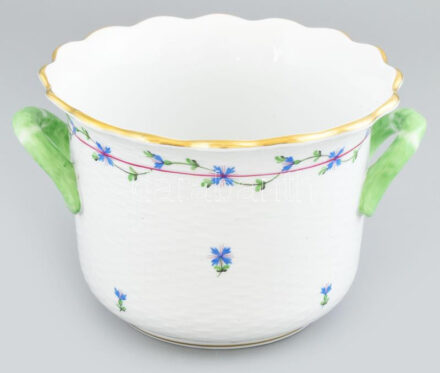 Herendi Búzavirág füzér PBG mintás kaspó, kézzel festett, jelzett, hibátlan, d: 23, m: 13,5 cm