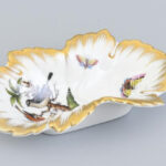 Herendi porcelán Rotschild mintás leveles tálka, kézzel festett, jelzett, hibátlan, 15×8,5 cm