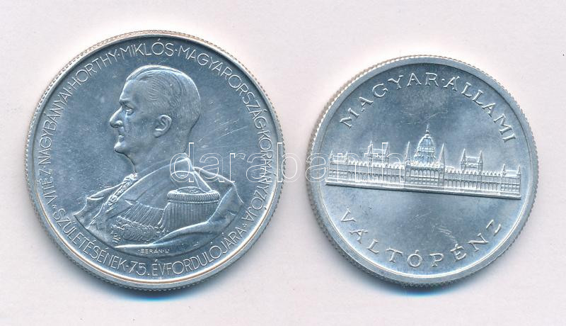 1943. 5P Al 'Horthy 75. születésnapjára' + 1945. 5P Al 'Parlament' T:1-