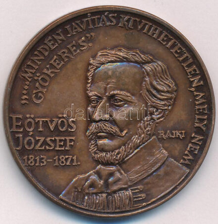 Rajki László (1939-) 1988. 'MÉE Orosháza / Eötvös József' bronz emlékérem (42,5mm) T:1,1- Adamo OH2