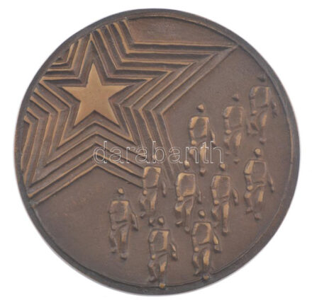 Asszonyi Tamás (1942-) 1978. 'Hatvan éves a Magyar Kommunista Ifjúsági Mozgalom' kétoldalas, öntött bronz emlékérem, eredeti dísztokban (82mm) T:1-