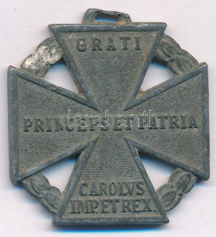 1916. 'Károly-csapatkereszt' Zn kitüntetés mellszalag és függesztőkarika nélkül T:2,2- oxidáció Hungary 1916. 'Charles Troop Cross' Zn decoration without ribbon and suspension ring C:XF,VF corrosion NMK 295.