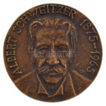 Kampfl József (1938-2020) 1990. 'Albert Schweitzer 1875-1965 / 3. Zeneterápiás Konferencia 1990 március 31 Pécs' kétoldalas, öntött bronz emlékérem (69mm) T:1