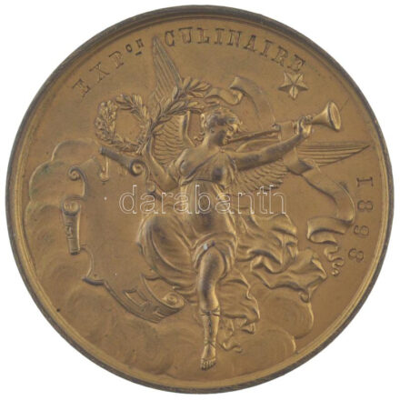 Belgium 1898. 'Kulináris Kiállítás 1898 / Antwerpen' aranyozott bronz emlékérem (55mm) T:1- kis ph. Belgium 1898. 'EXPon CULINAIRE 1898 / VILLE D'ANVERS' gilt bronze medallion (55mm) C:AU small edge error