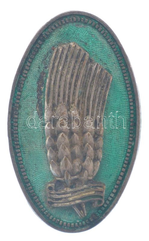 ~1953. 'Ezüstkalászos Gazda' festett, ezüstözött, rátétes bronz jelvény (25x15mm) T:2,2-