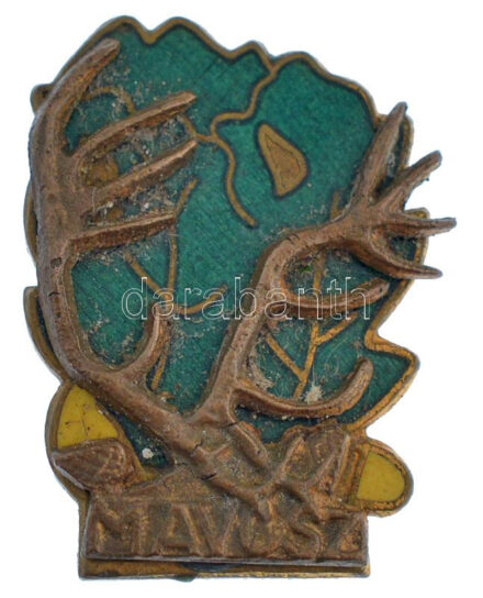 DN MAVOSZ (Magyar Vadászok Országos Szövetsége) zománcozott fém jelvény (27x21mm) T:1-