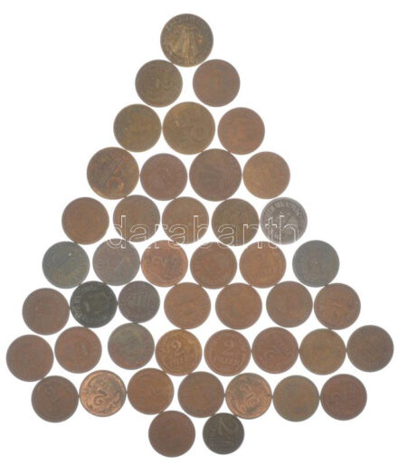 1926-1940. 2f bronz (36db) + 1940. 2f Fe + 1946-1947. 2f tombak (2xklf) + 1946-1947. 10f tombak (2xklf) + 1946-1950. 20f (4xklf) T:2-3