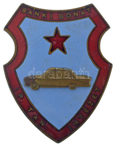 ~1960-1970. 'Bánki Donát Ip. Tan. Intézet' zománcozott fém jelvény (49x37mm) T:1-