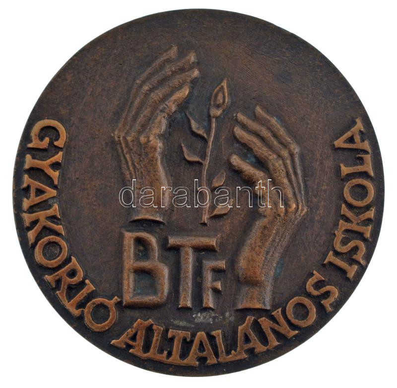 Rajki László (1939-) DN 'Táncsics- díj / BTF Gyakorló Általános Iskola' (81mm) T: 1- patina, korrózió - Image 2