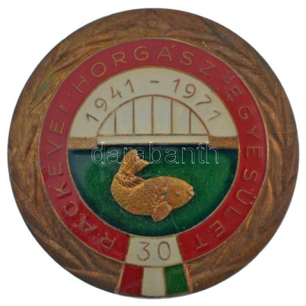 1971. 'Ráckevei Horgász Egyesület - 30 év' aranyozott műgyantás fém jelvény (36mm) T:1-