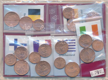 Európai Unió 1999-2002. 1c-5c 36xklf, összesen 12 országból, lezárt csomagolásban T:1,1- European Union 1999-2002. 1 Cent - 5 Cent 36xdiff, from 12 countries, in sealed pack C:UNC,AU