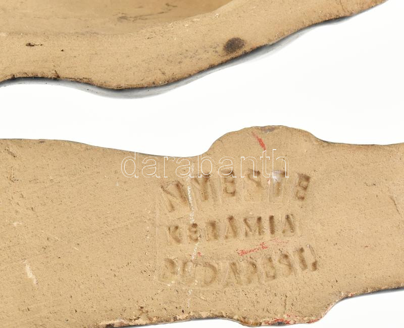 Nyeste Kerámia Budapest: Néger nő, mázas kerámia fali dísz. Kézzel festett, jelzett, kis mázhibával, m: 22 cm - Image 2