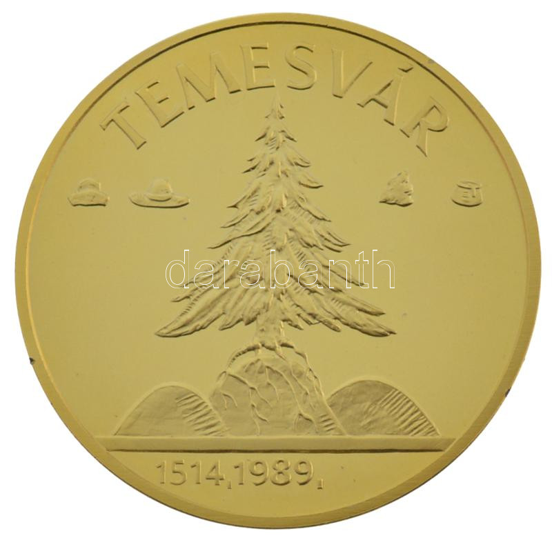 1989. 'Temesvár 1514,1989 / Ne hagyd el Erdélyt, Erdélyt Istenem!' aranyozott fém emlékérem (42,5mm) T:PP kis ph - Image 2