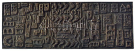 DN 'Budapest' egyoldalas, öntött bronz plakett középpontjában az Erzsébet-híddal (38x102mm) T:1-,2 hátoldalon ragasztónyom