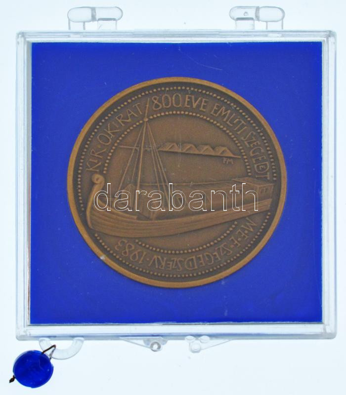 Fritz Mihály (1947-) 1983. 'MÉE Szeged / 800 éves Szeged' kétoldalas, bronz emlékérem plombált ÁPV tokban (42,5mm) T:1 Adamo SG8