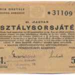 Budapest 1948. '61. Magyar Osztálysorsjáték' 5. osztály 1/4 sorsjegy, 'A'-sorozat, felülbélyegzéssel T:I-,II
