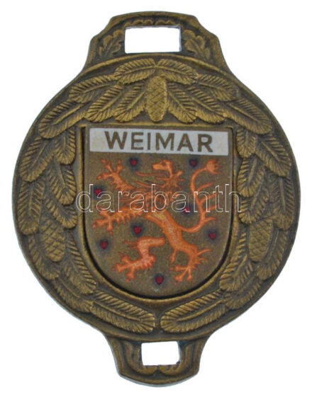 Németország DN 'Weimar / Ullr' kétoldalas, részben zománcos, kompozit sportérem hátoldalon Ullr figurájával, a tél és az íjászat patrónusával (33mm) T:1- Gerrmany ND 'Weimar / Ullr' two sided composite medallion with Ullr on the