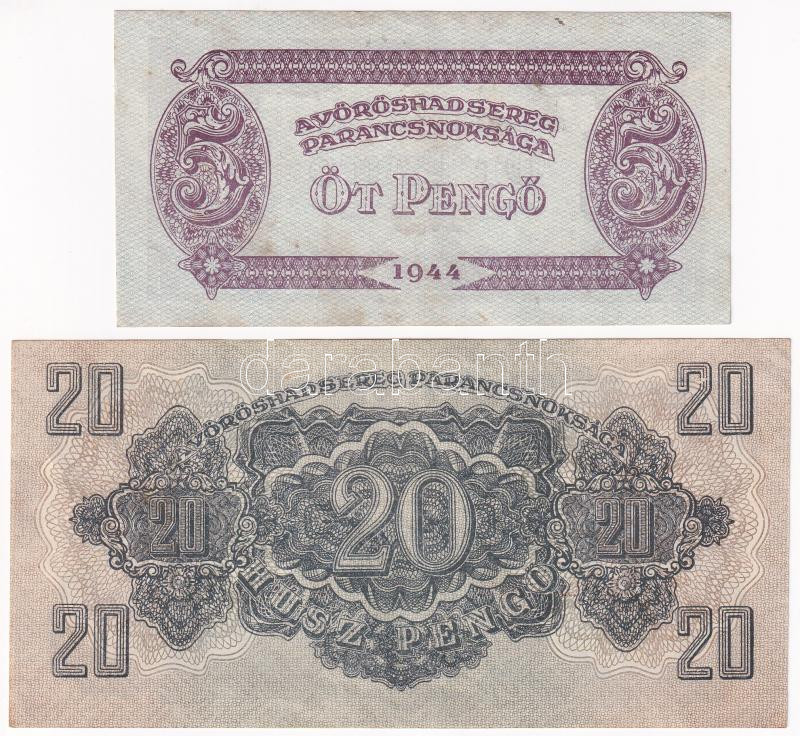 1944. 5P + 20P 'A Vöröshadsereg Parancsnoksága' T:I-,II folt - Image 2