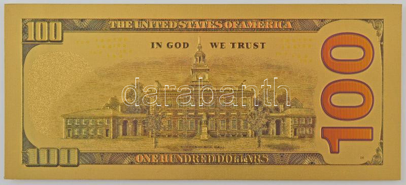 Amerikai Egyesült Államok 2009. 100$ 'Federal Reserve Note' aranyozott bankjegy replika T:I USA 2009. 100 Dollars 'Federal Reserve Note' gilt banknote replica' C:UNC - Image 2
