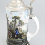 Vadász söröskorsó, matricás porcelán, ón fedéllel, jelzés nélkül, hibátlan, m: 25 cm - Image 2