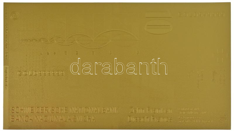 Svájc DN 10Fr aranyozott bankjegy replika T:I Switzerland 10 Francs gilt banknote replica C:UNC
