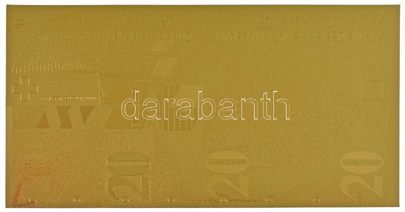 Svájc DN 20Fr aranyozott bankjegy replika T:I Switzerland 20 Francs gilt banknote replica C:UNC - Image 2
