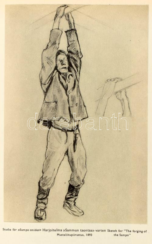 A. Gallen-Kallela: Piirutuksia techningar drawings. 1947, Werner Söderström. Kiadói kartonált kötés, sérült papír védőborítóval. - Image 3