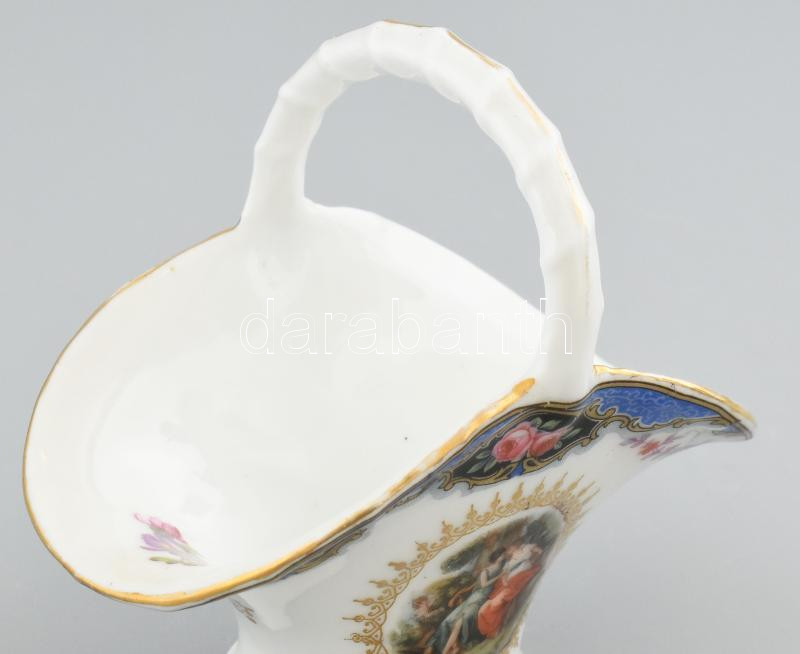 Cseh Altwien kosárka, matricás porcelán, jelzett, kopásokkal, m: 11 cm - Image 2