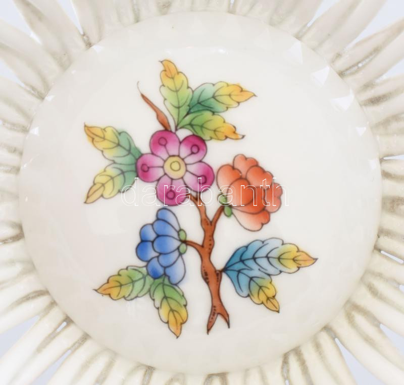 Herendi Viktória mintás, fonott, kézzel festett porcelán tálka, jelzett, hibátlan, d: 12,5 cm - Image 2
