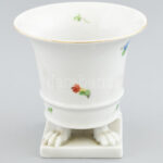 Óherendi virágmintás körmös váza / kaspó, kézzel festett porcelán, jelzett, kopott, m: 10 cm - Image 2