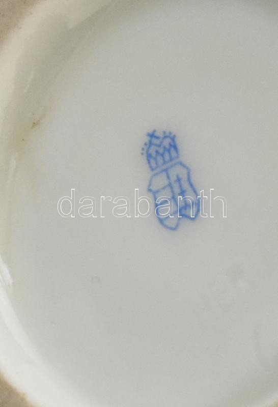 Óherendi virágmintás körmös váza / kaspó, kézzel festett porcelán, jelzett, kopott, m: 10 cm - Image 4
