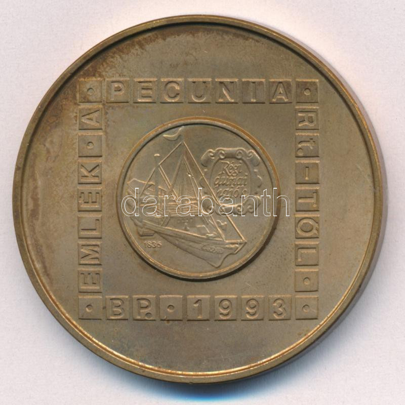 2000. 'Emlék a Pecunia Rt.-től - Bp. - 'Régi dunai hajók - Árpád' ' fém emlékérem, benne 2000. 2Ft érme (42,5mm) T:2 patina