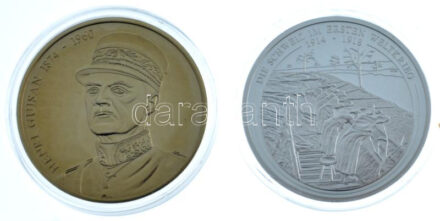 Svájc DN 'Svájci hadtörténet / I. világháború' ezüstözött emlékérem kapszulában (40mm) + 'Svájci hadtörténet / Henri Giusan 1874-1960' Cu-Ni emlékérem kapszulában (40mm) T:PP Switzerland ND 'Schweizer Militärgeschichte / Die