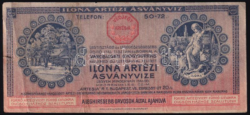 Ilona artézi ásványvíz számolócédula, szakadt