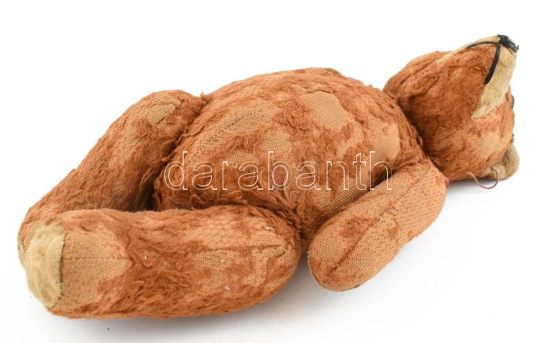 Régi szalma maci, foltos, kopott, 23 cm - Image 2