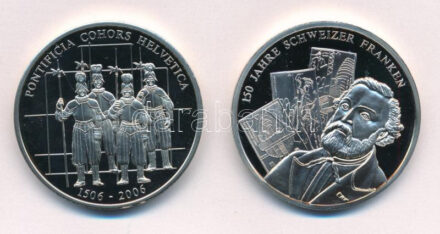 Svájc 2006 'Svájc története - Rütli eskü / Svájci gárda' Cu-Ni emlékérem kapszulában (40mm) + Svájc története - Rütli eskü / A svájci frank 150 éve' Cu-Ni emlékérem kapszulában (40mm) T:PP Switzerland 2006. 'Historia Helvetica