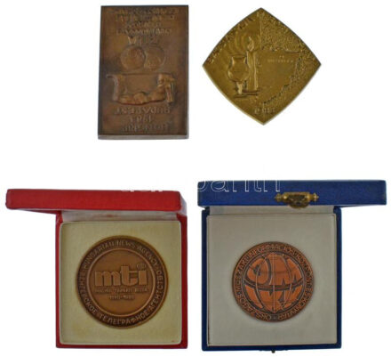 8 darabos magyar emlékérem tétel, 4 darab dísztokban, közte 'Testvérhegyi FT üzembehelyezése', 'Magyar Államvasutak Igazgatósága', 'Bács Kiskun Megyei borverseny', 'Magyar szénhidrogénipari kutató-fejlesztő Intézet',