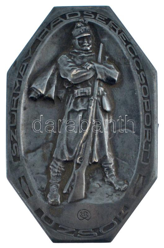 Osztrák-Magyar Monarchia ~1914. 'Szurmay Hadseregcsoport Uzsok' jelzett Ag nyolcszögletes plakett szignóval. 'SZURMAY HADSEREGCSOPORT UZSOK / EGY ISTENEM EGY KIRÁLYOM EZÉRT HALOK, AZT IMÁDOM' (98.29g/0.990/83x53mm) T:2 kis ph.,