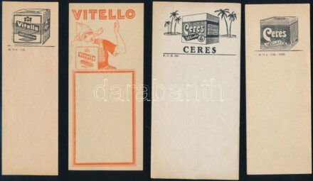 4 db különféle számolócédula (Vitello, Ceres)