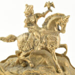 Bronz solymász lovas óratest kvarc órával 37x32 cm - Image 2