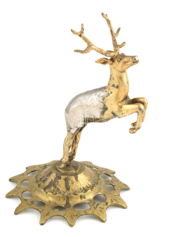Csodaszarvas. Réz, nikkelezett fém 17 cm
