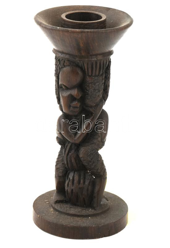 Afrikai faragott gyertyatartó 25 cm