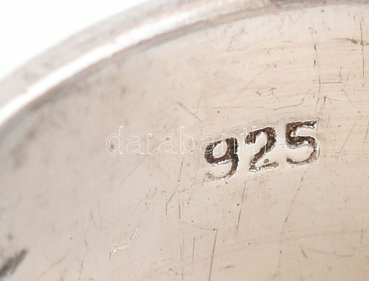 Ezüst(Ag) gyűrű kőékítéssel, jelzett, méret: 58, bruttó: 9,3 g - Image 3