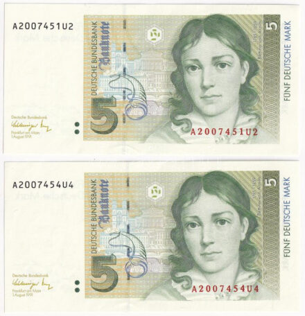 Németország 1991. 5M (2x) T:I- Germany 1991.5 Mark (2x) C:AU Krause P#37
