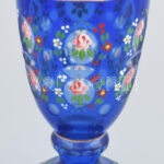 Biedermeier talpas üveg pohár, korának megfelelő kopásokkal, m: 16 cm