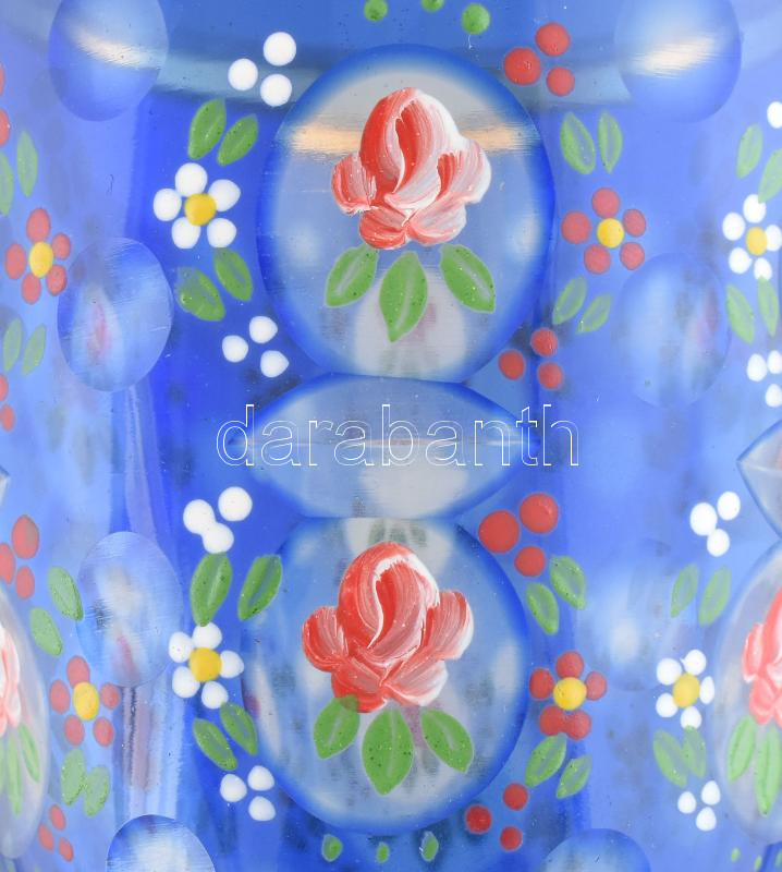 Biedermeier talpas üveg pohár, korának megfelelő kopásokkal, m: 16 cm - Image 2